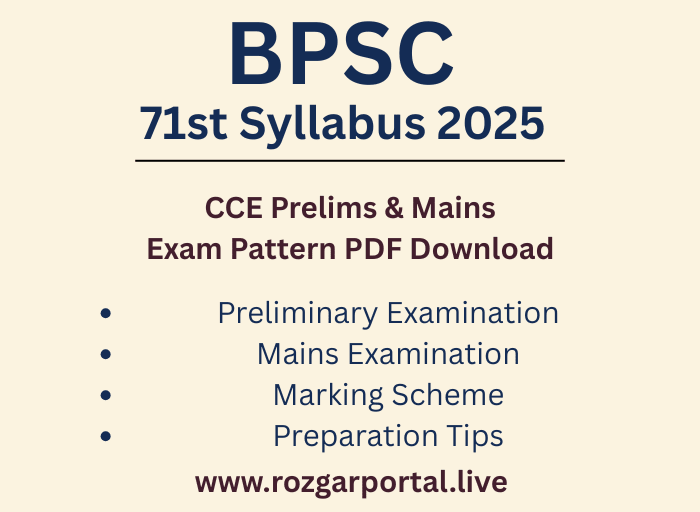 BPSC 71st Syllabus 2025, exam stages, pattern and optional subjects for Prelims and Mains