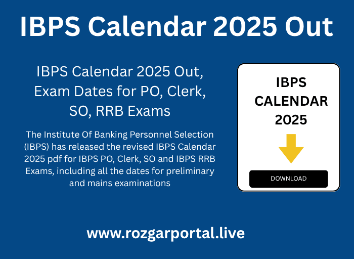 IBPS Calendar 2025 का आधिकारिक ग्राफिक जिसमें परीक्षा की तिथियाँ, ऑनलाइन आवेदन प्रक्रिया और जरूरी दस्तावेजों की जानकारी दी गई है।