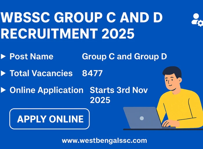 WBSSC Group C and D Recruitment 2025 notification details with apply online link and total 8477 vacancies