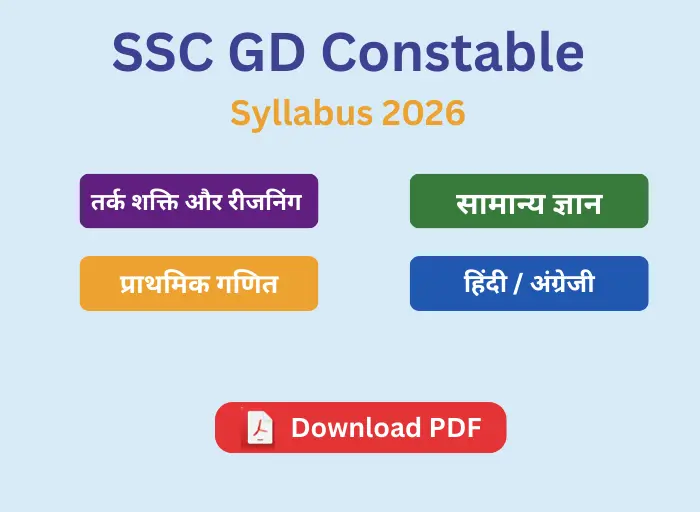 SSC GD Syllabus 2026 with Reasoning, Maths, GK and Hindi English PDF Download