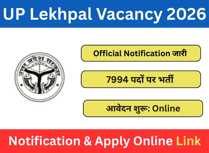 UP Lekhpal Vacancy 2026 Notification OUT for 7994 Rajasva Lekhpal posts, apply online at upsssc.gov.in