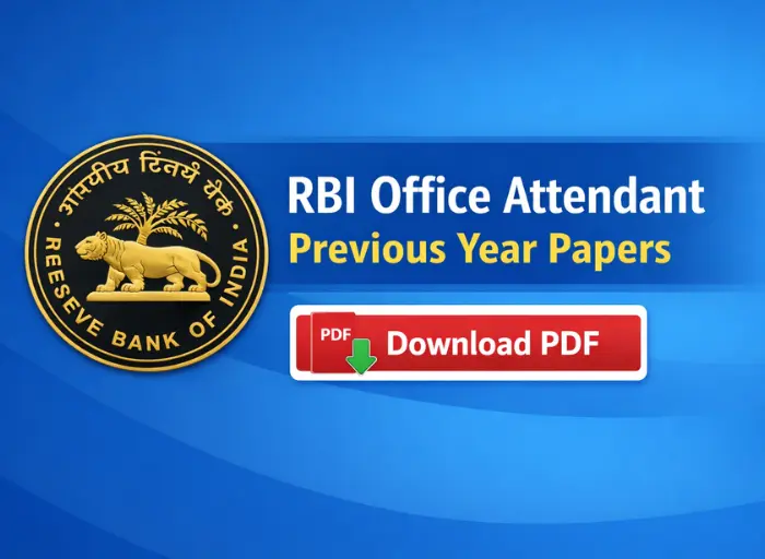 RBI Office Attendant Previous Year Question Papers with PDF Download button and RBI logo