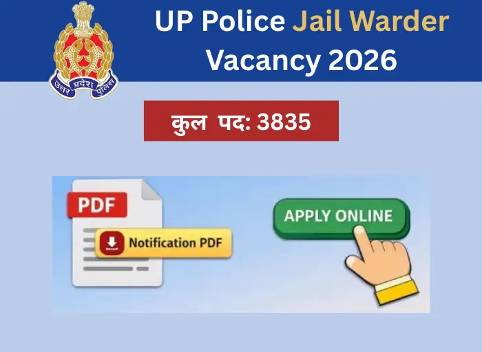 UP Police Jail Warder Vacancy 2026 में 3835 जेल वार्डर पदों के लिए ऑनलाइन आवेदन लिंक एक्टिव